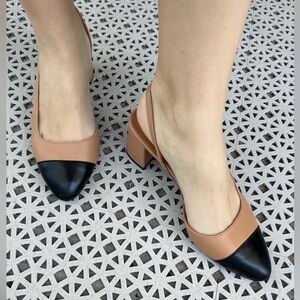 Palar Camel/Black Leather Slingbacks - L’Intervalle. BRAND NEW. Never worn.